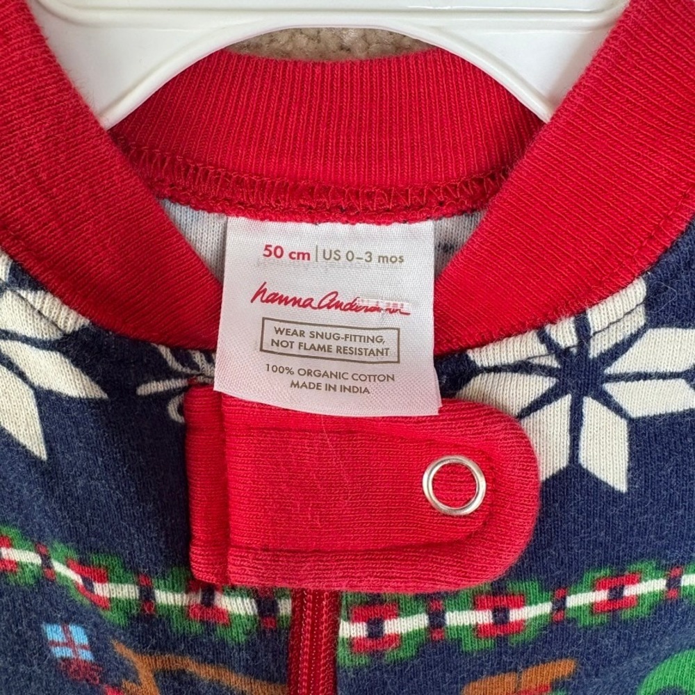 Hanna Andersson Christmas Pajamas pjs Size 0-3M 50cm Organic Cotton Holiday - Picture 4 of 5